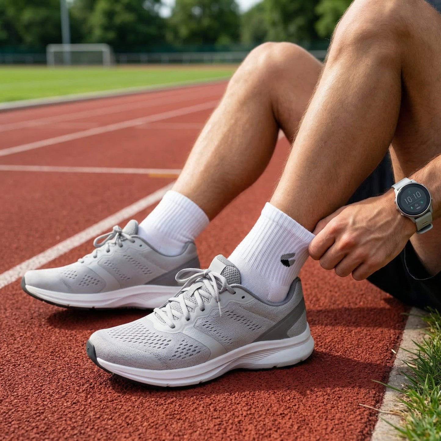 Chaussettes de Course Cheville Blanc/Gris
